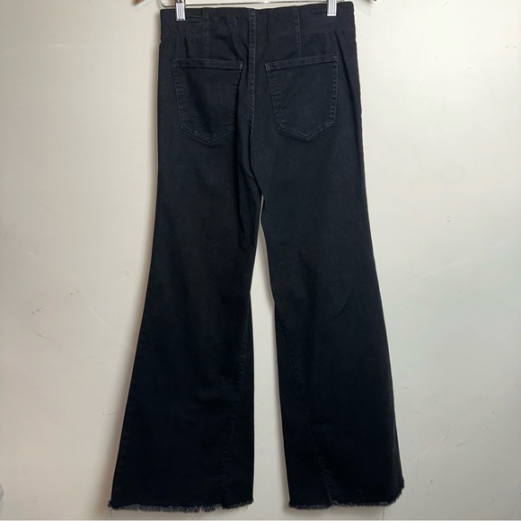 Free People Jeans Womens 26 Black Pull On Kick Flare Bell Bottoms Denim Stretch - Picture 3 of 8